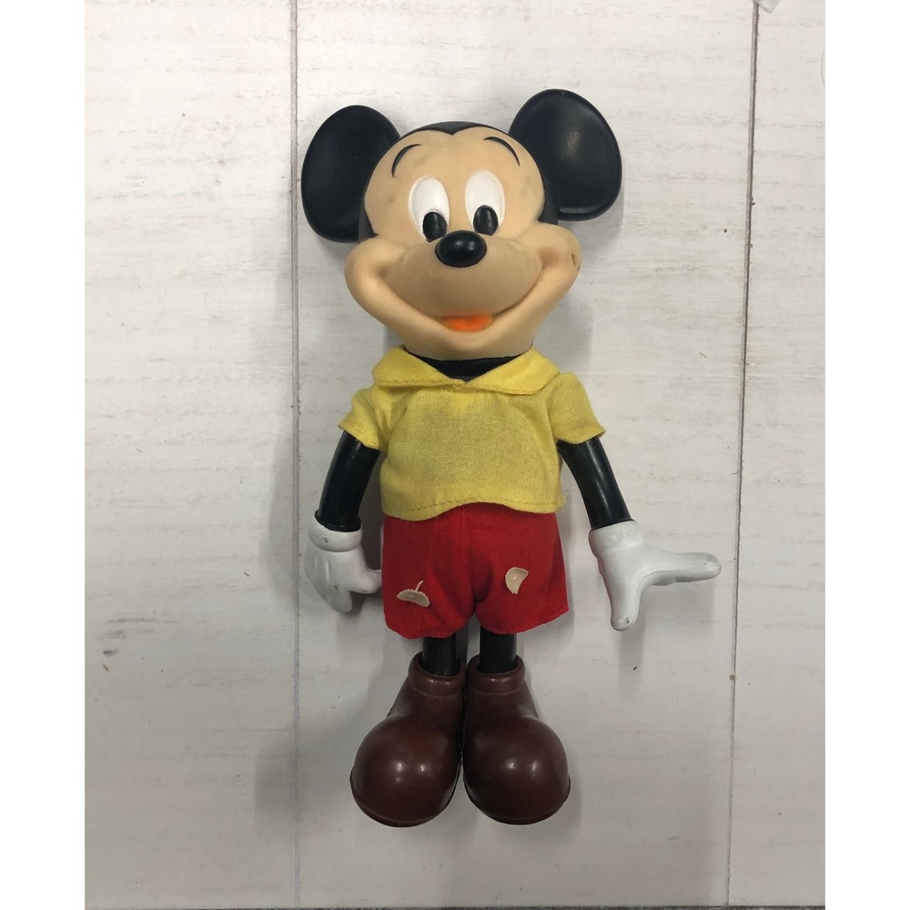 Vintage‎ Dakin Disney Mickey Mouse Vinyl Face Plush Doll Toy Hong Kong